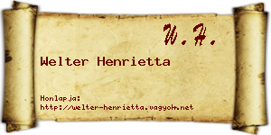 Welter Henrietta névjegykártya